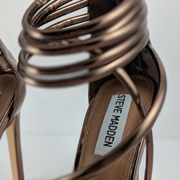Steve Madden Copper Metallic Sandal Stiletto Heels - Picture 4 of 5